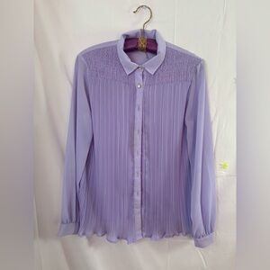 VTG Semi Sheer Lavender Button Down Shirt Women’s M/L